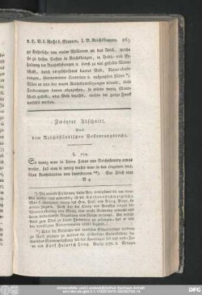 Zweyter Abschnitt. Von dem Reichsständischen Besteuerungsrecht.