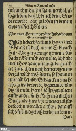 Wie man Gott umb rechte Andacht zum Gebet anruffen sol