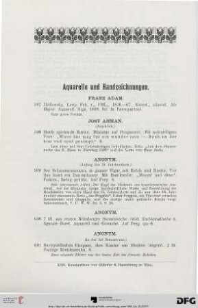Aquarelle und Handzeichnungen (Nr. 597-699)
