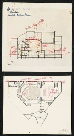 Kurfürsten Oper (auch: Deutsches Künstlertheater, Staatstheater Kleines Haus Nürnberger Strasse), Berlin: Grundriss und Längsschnitt
