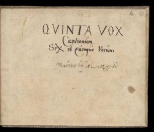 [Georg Otto]: Cantionum. Quinta Vox