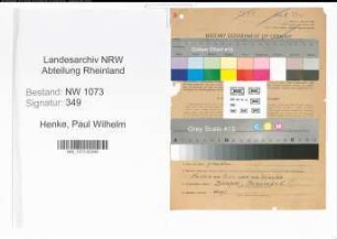 Entnazifizierung Paul Wilhelm Henke , geb. 04.05.1897 (Ingenieur)