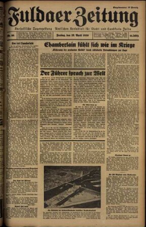 Ausgabe vom Freitag, den 28. April 1939.