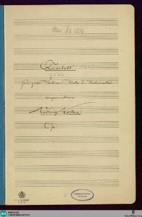 Quartets - Mus. Hs. 1216 : vl (2), vla, vlc; G