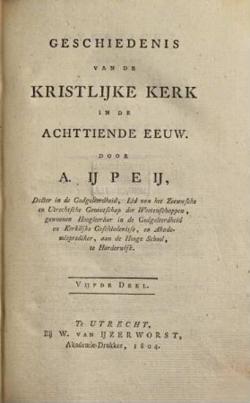 Geschiedenis Van De Kristlijke Kerk In De Achttiende Eeuw, 5