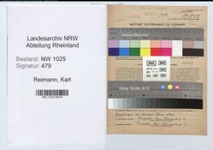 Entnazifizierung Karl Reimann , geb. 03.10.1895 (Stadtinspektor)
