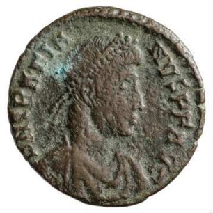 Münze, Aes 2, 9. August 378 bis 25. August 383 n. Chr.