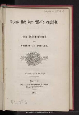 Was sich der Wald erzählt : ein Märchenstrauß