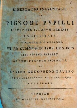 Diss. inaug. de pignore pupilli