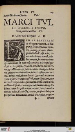 Marci Tvllii Ciceronis epistolarum familiarum liber VI