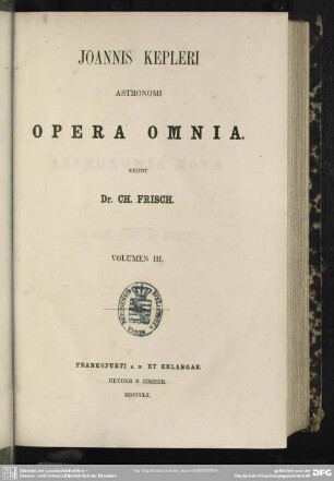 3: Joannis Kepleri astronomi opera omnia