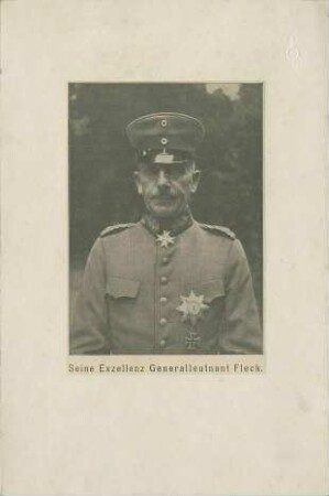 Fleck, Generalleutnant in Uniform, Mütze mit Orden u. a. pour le mérite, Brustbild