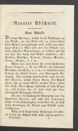 Neunter Abschnitt. Vom Schalle.