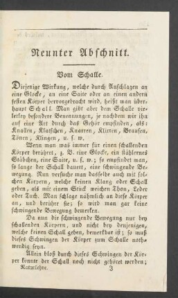 Neunter Abschnitt. Vom Schalle.