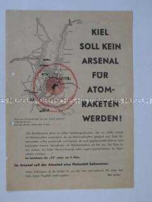 Propagandaflugblatt aus der Friedensbewegung gegen die Stationierung von Atomwaffen in Schleswig-Holstein