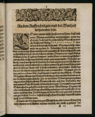 3-5, An den Auffrichtigen und der Warheit liebhabenden Leser