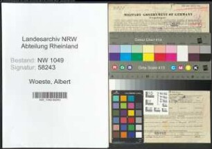 Entnazifizierung Albert Woeste , geb. 17.09.1887 (Lehrer)