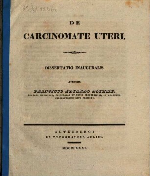 De carcinomate uteri : Diss. inaug.