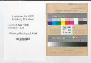 Entnazifizierung Karl Wentrup Bispinghof , geb. 11.06.1895 (Landwirt)