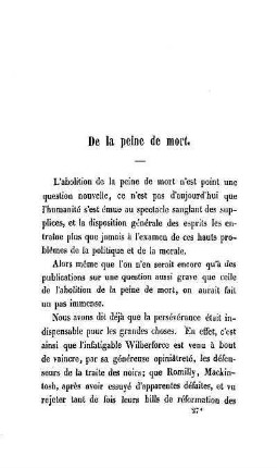De la peine de mort