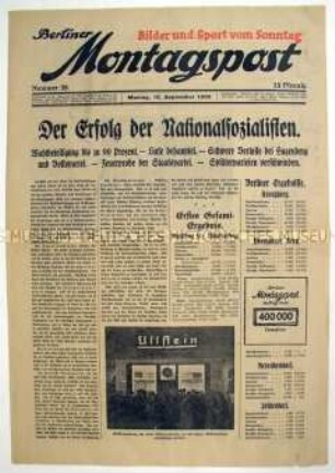 Wochenzeitung "Berliner Montagspost" zum Wahlerfolg der NSDAP bei der Reichstagswahl 1930