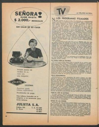 Los programas filmados : TV