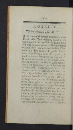 Rosalie, Histoire véritable, par M. Y. ...