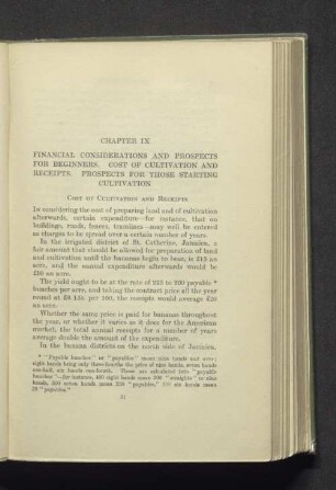 Chapter IX Financial cosiderations and prospects for beginners. Cost of cultivation and receipts. Prospects for those starting cultivation