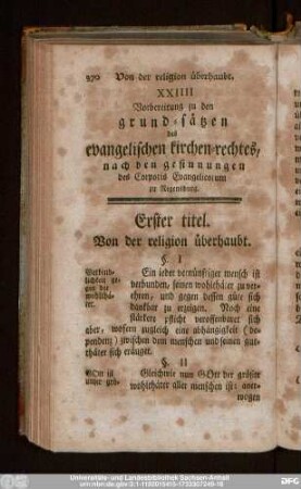 Erster titel. Von der religion überhaupt.