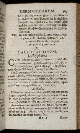 IV. Pacificationum. - V. Concordatorum Nationis Germanicæ.