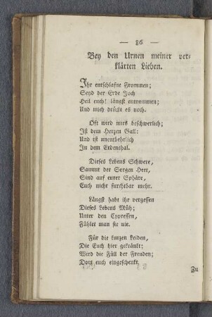 Bey den Urnen meiner verklärten Lieben.