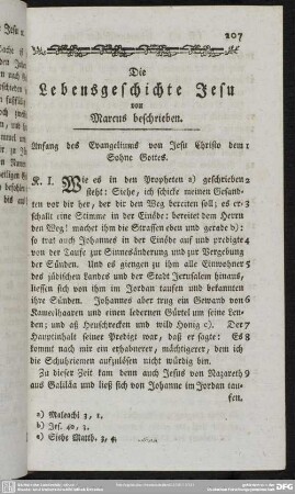 Die Lebensgeschichte Jesu von Marcus beschrieben