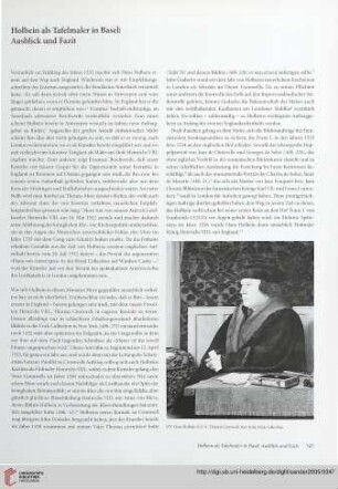 Holbein als Tafelmaler in Basel: Ausblick und Fazit