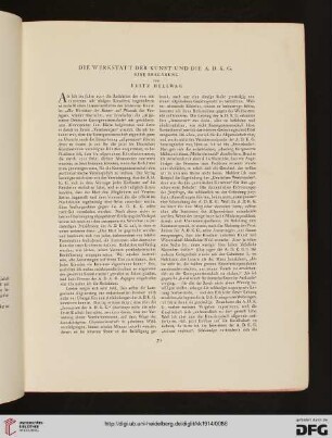 Die Werkstatt der Kunst und die A. D. K. G.: eine Erklärung