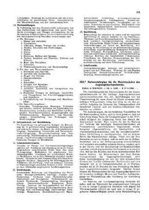 Rahmenplan für die Meisterschulen des Augenoptikerhandwerks : [Amtliche Erlasse] ; [Amtlicher Teil]