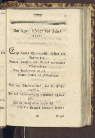 Am letzten Abdende des Jahres 1782