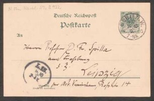 Postkarte an Friedrich Spitta : 15.10.1898