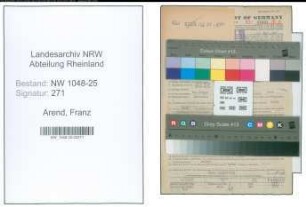 Entnazifizierung Franz Arend , geb. 16.05.1908 (Metzger)
