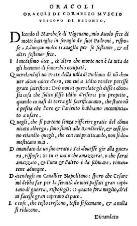 Oracoli Di Cornelio Mvscio Vescovo Di Betonto.