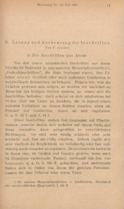 B. Lesung und ausbeutung der Inschriften