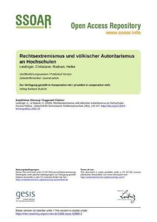 Rechtsextremismus und völkischer Autoritarismus an Hochschulen