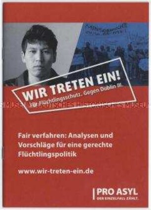 Informationsschrift zur Kampagne "wir-treten-ein" für eine gerechte Flüchtlingspolitik