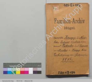 Friedrich Krupp und sein Kompagnon Friedrich Nicolai. [siehe auch auszugsweise Abschrift in WA 9 d 403 und WA 9 d 404]