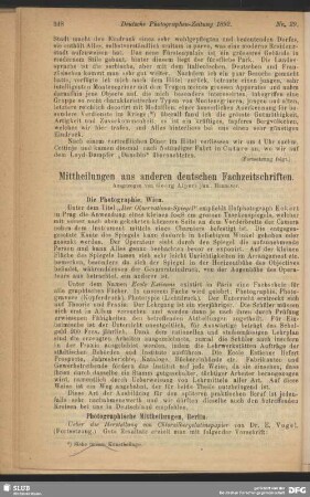 Mittheilungen aus anderen deutschen Fachzeitschriften