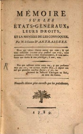 Mémoire sur les états generaux