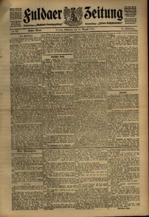 Erste Ausgabe vom Mittwoch, den 10. August 1910.