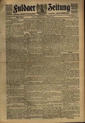 Erste Ausgabe vom Mittwoch, den 10. August 1910.