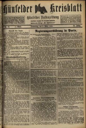 Erste Ausgabe vom Donnerstag, den 06. März 1930.