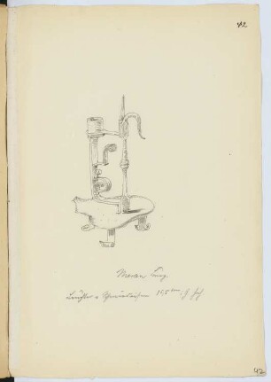 Landesfürstliche Burg, Meran: Schmiedeeiserner Leuchter (aus: Skizzen- und Fotoalbum 14)