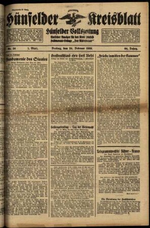 Erste Ausgabe vom Freitag, den 24. Februar 1939.